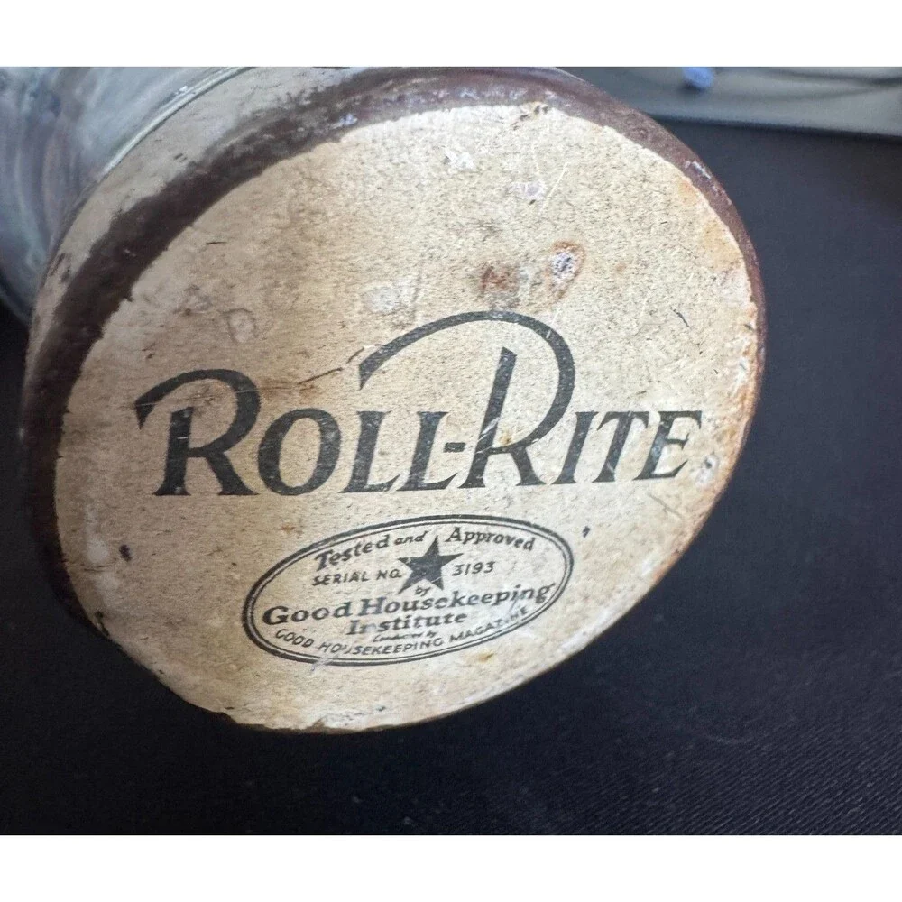 Vintage Roll Rite Clear Glass Rolling Pin w/ Cork Lined Cap